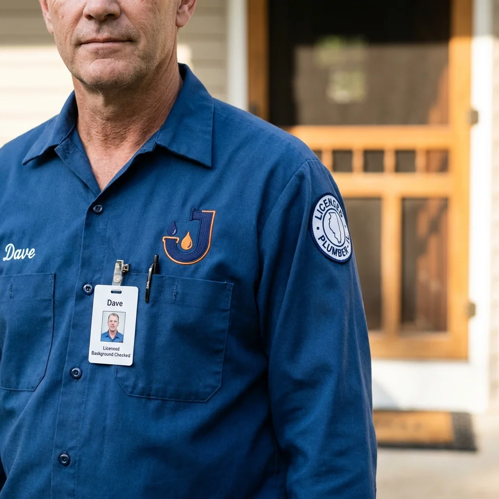 Licensed plumber showing ID badge in Point Pleasant Beach, NJ