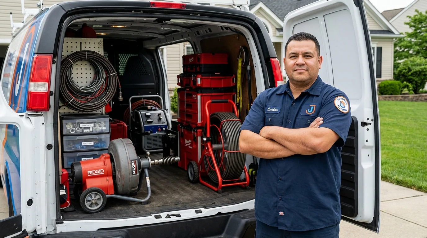 Professional drain cleaning equipment and Johns Plumbing LLC plumber in Point Pleasant Beach