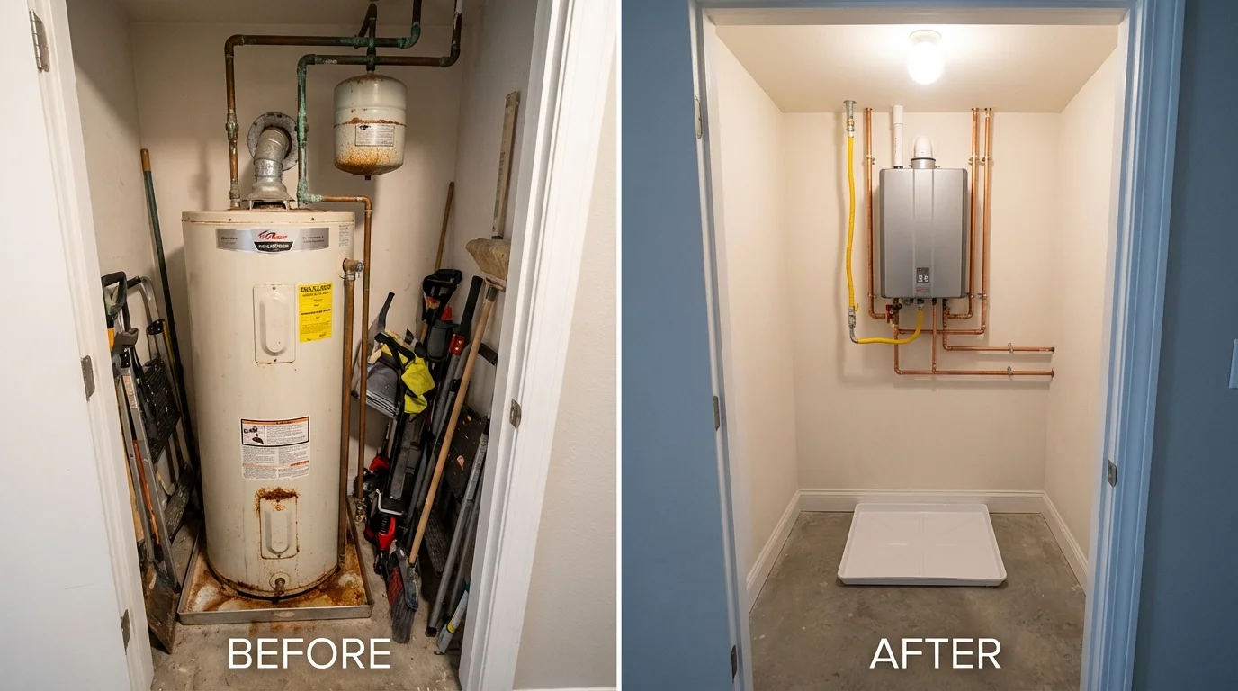 Tank water heater versus wall-mounted tankless unit comparison for Point Pleasant Beach, NJ homeowners