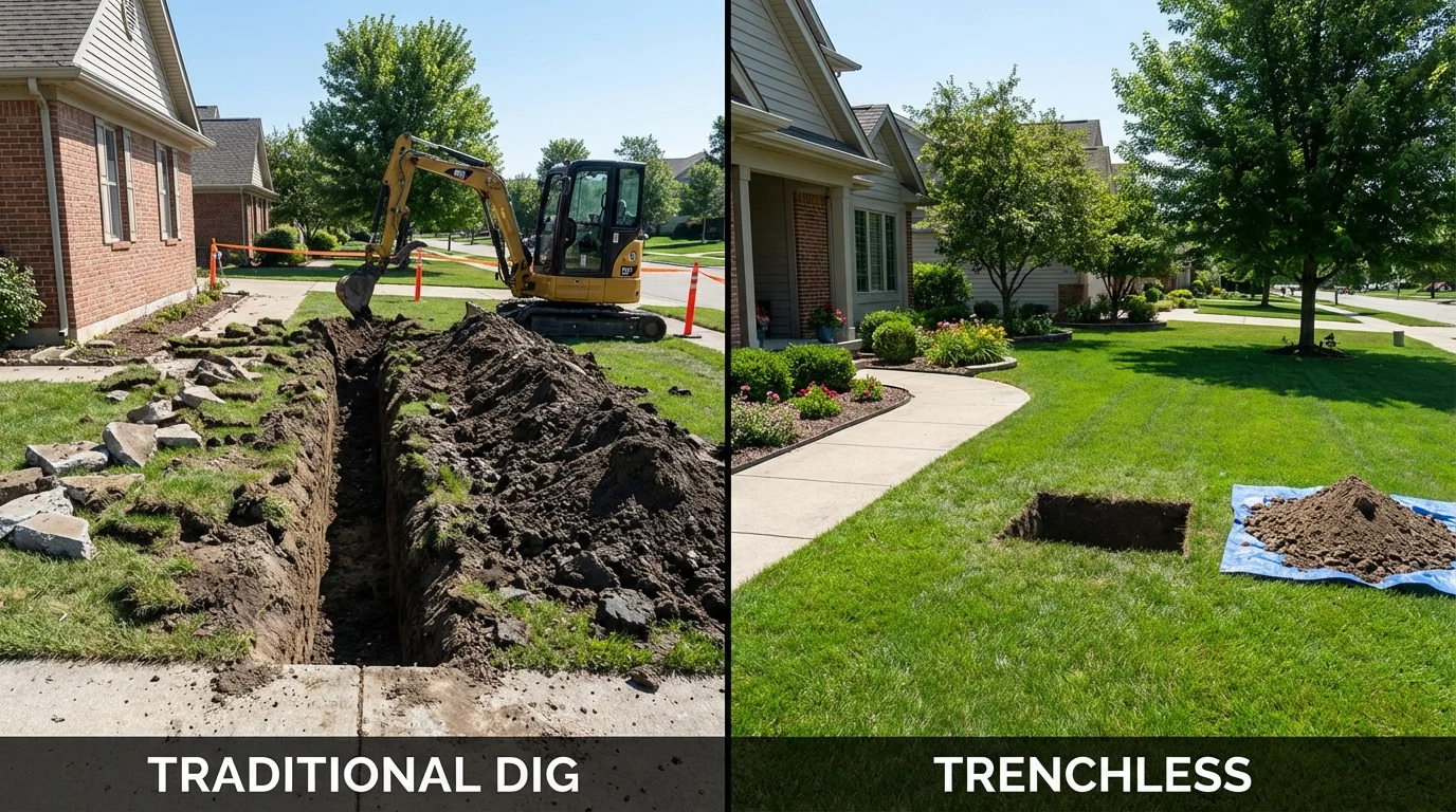 Trenchless sewer repair with minimal yard damage versus traditional excavation in Point Pleasant Beach, NJ